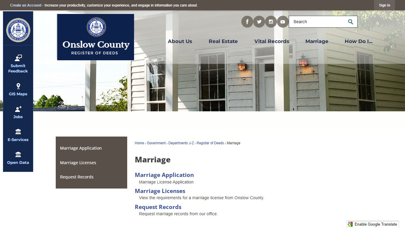 Marriage | Onslow County, NC