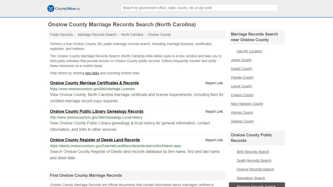 Marriage Records Search - Onslow County, NC (Marriage ...