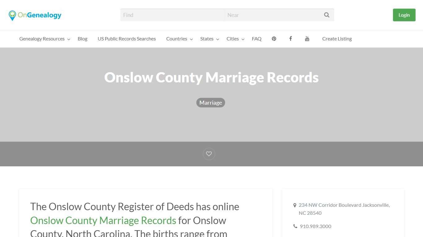 Onslow County Marriage Records - OnGenealogy