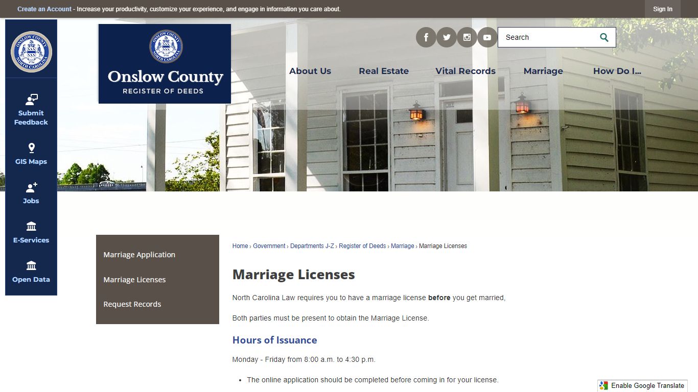 Marriage Licenses | Onslow County, NC